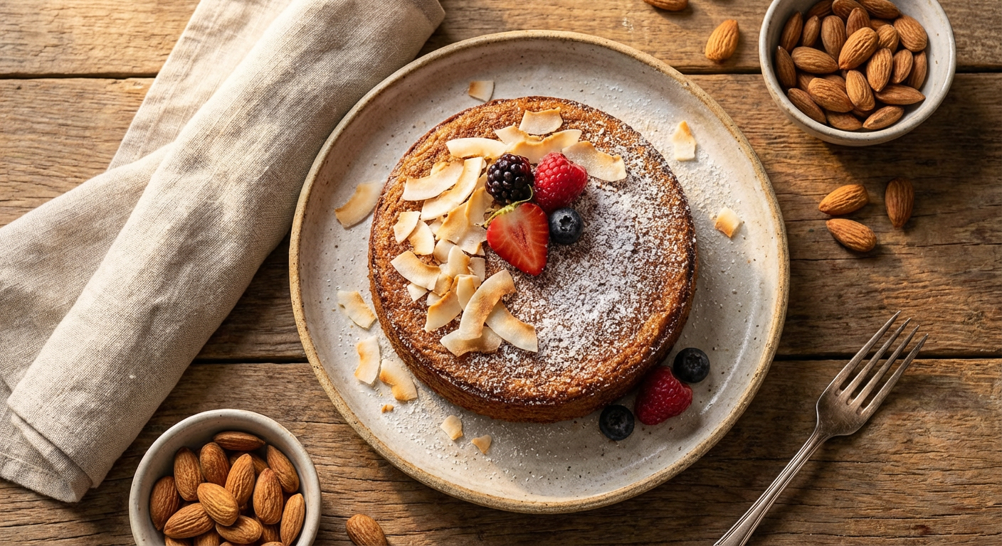 Receita de Bolo Cetogênico de Coco com Farinha de Amêndoas e Eritritol