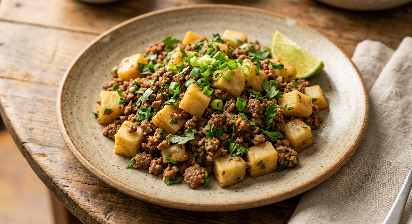 Receita de Mexido de Carne Moída Magra com Inhame e Ervas