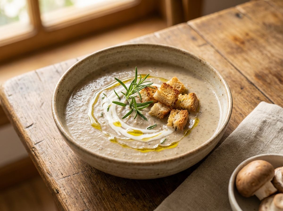 Receita de Creme de Cogumelos Paris com Creme de Leite Zero Lactose e Alecrim