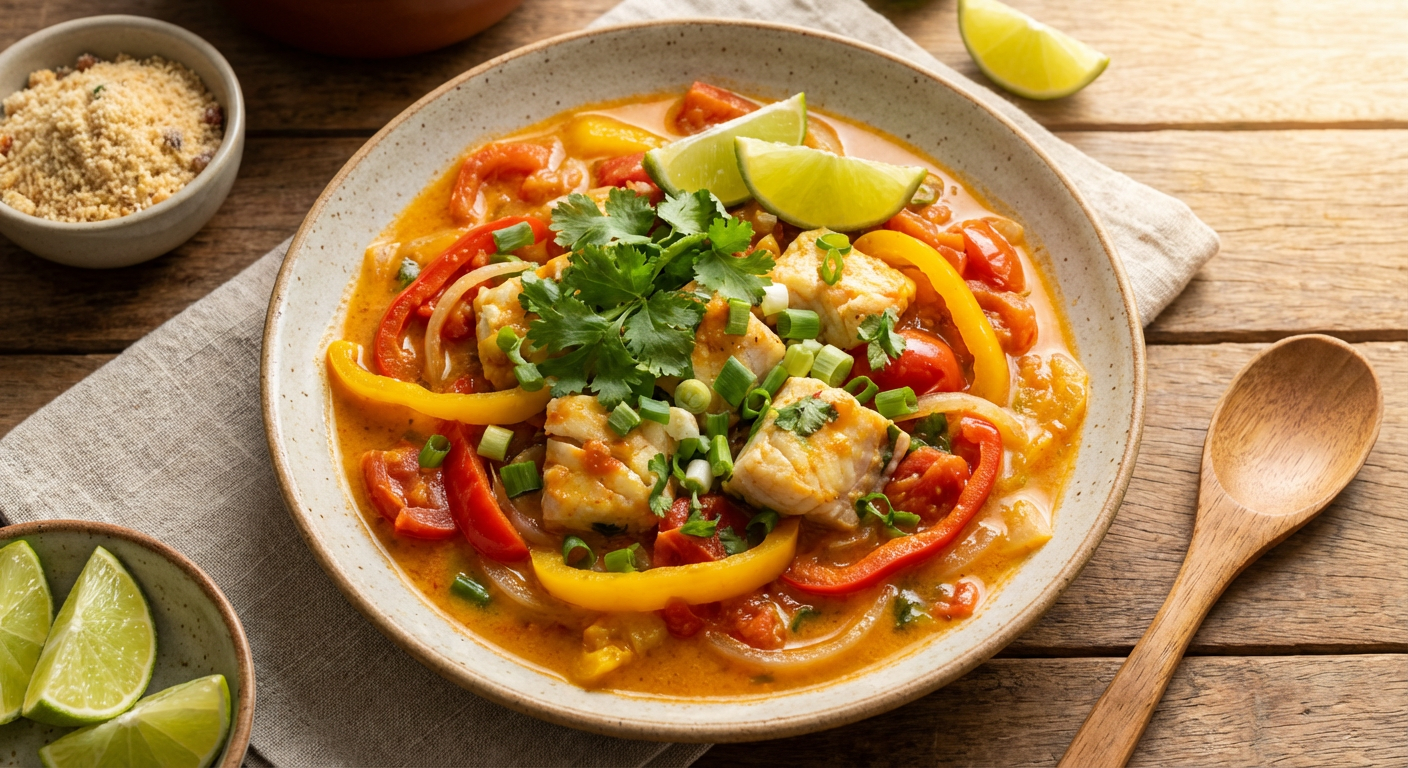 Receita de Moqueca Baiana Fit de Tilápia com Leite de Coco Light