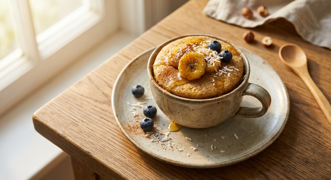 Receita de Bolo de Caneca de Banana Fit na Air Fryer com Farinha de Coco