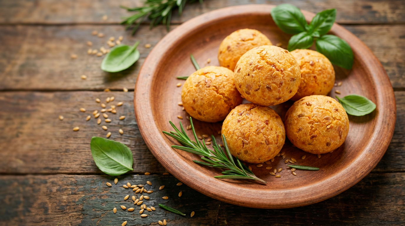 Receita de Pão de Queijo Fit de Batata Doce e Linhaça Dourada