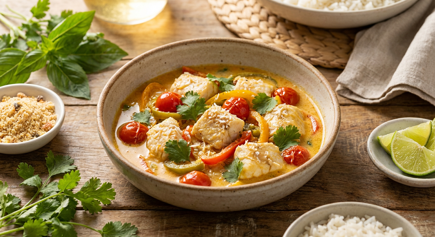 Receita de Moqueca Fit de Tilápia com Leite de Coco Light e Côco Ralado