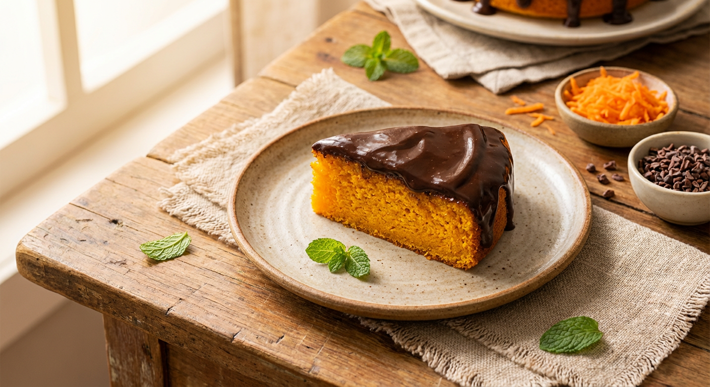 Receita de Bolo de Cenoura Fit com Cobertura de Chocolate Amargo