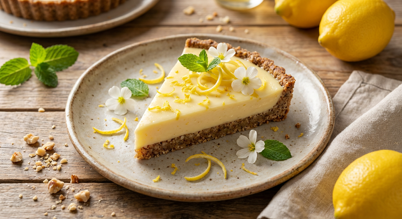 Receita de Torta Fit de Limão Siciliano com Base de Castanhas