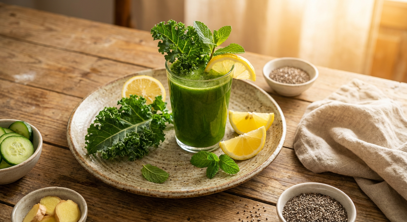 Receita de Suco Verde Revigorante com Couve e Limão Siciliano